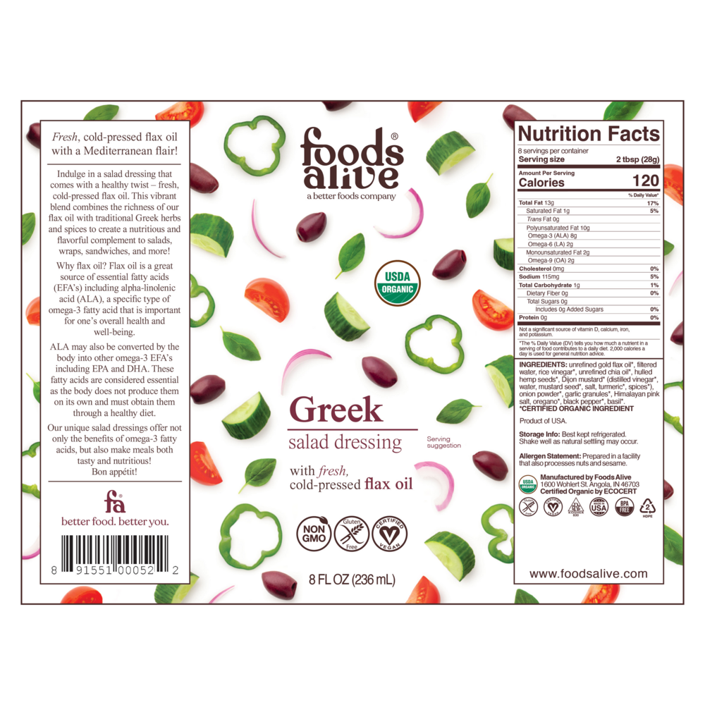 Product image for Greek Salad Dressing Organic.