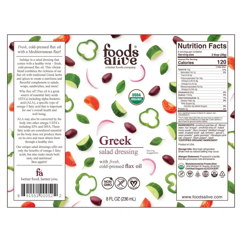 Product image for Greek Salad Dressing Organic.