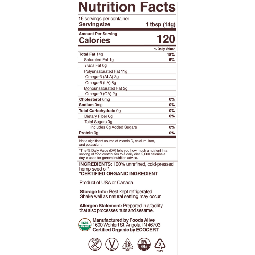 Product image for Hemp Oil Organic.