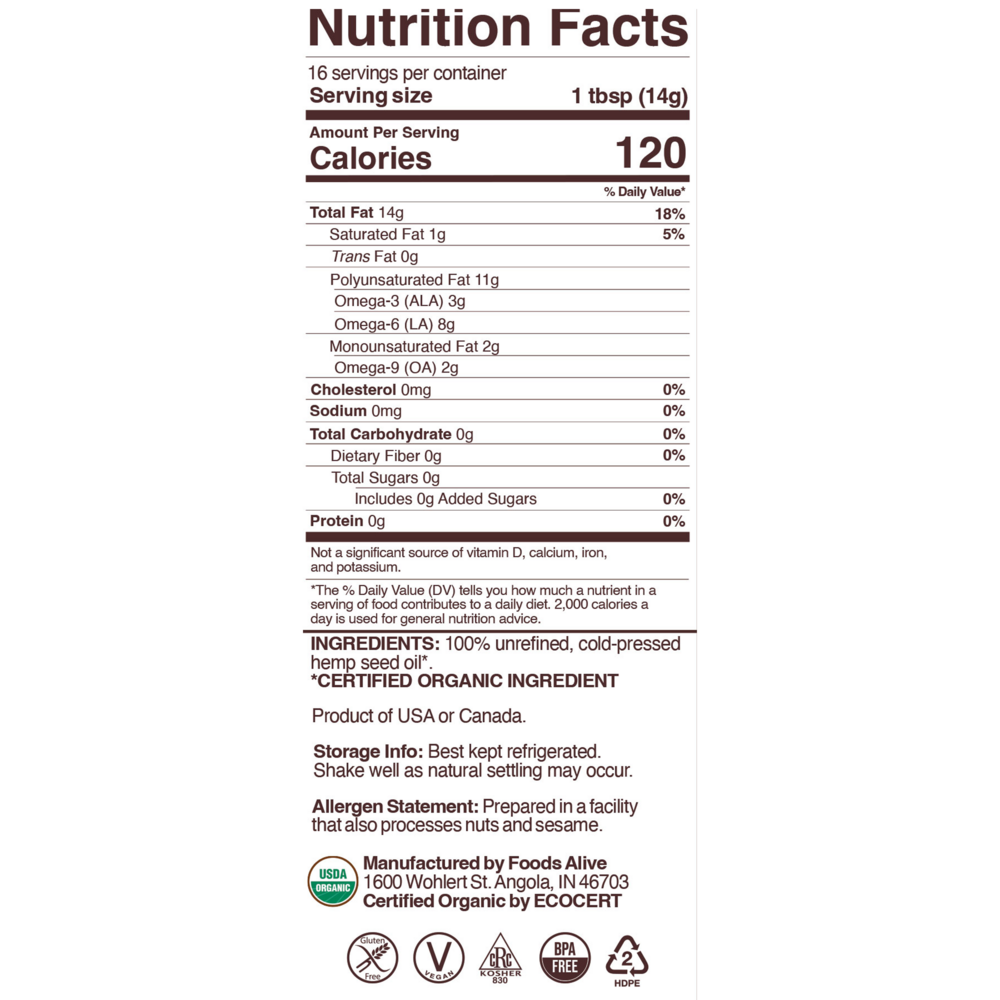 Product image for Hemp Oil Organic.