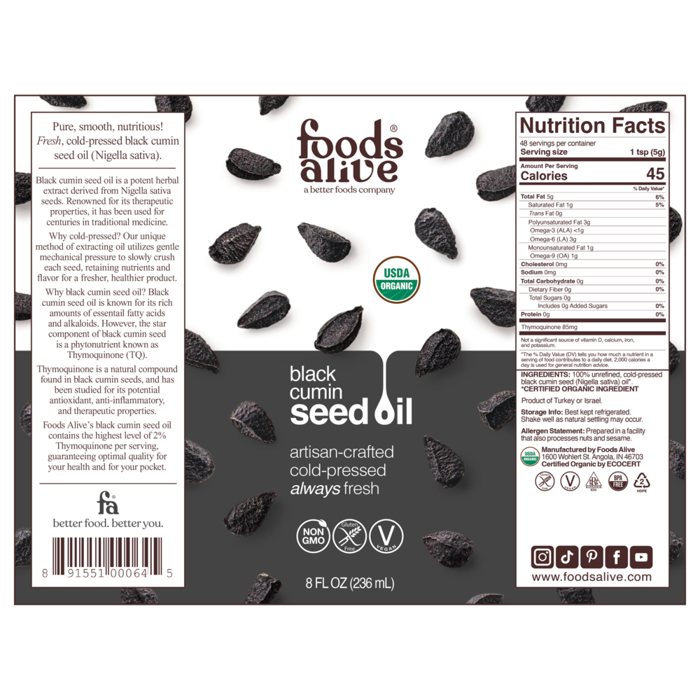 Product image for Black Seed (Cumin) Oil Organic.