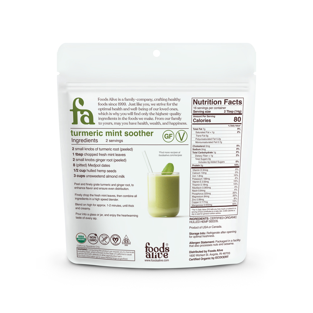 Product image for Hulled Hemp Seeds Organic.