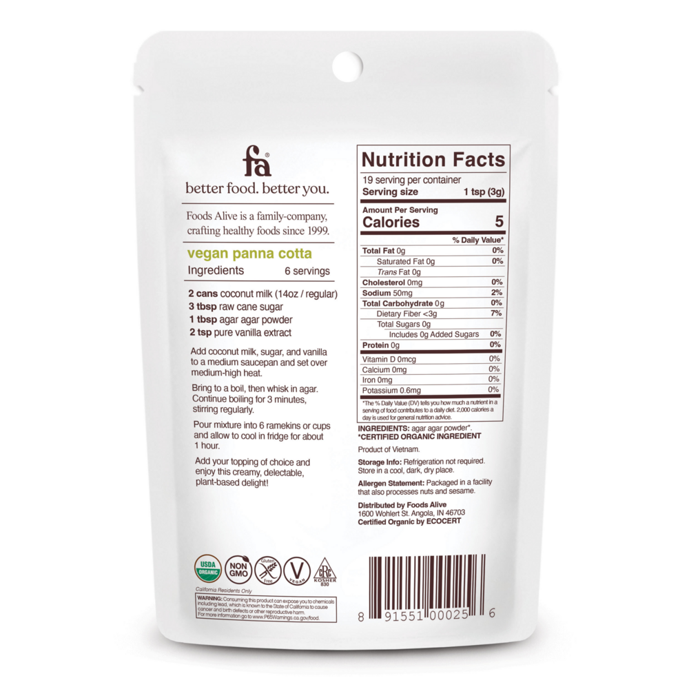 Product image for Agar Powder Organic.