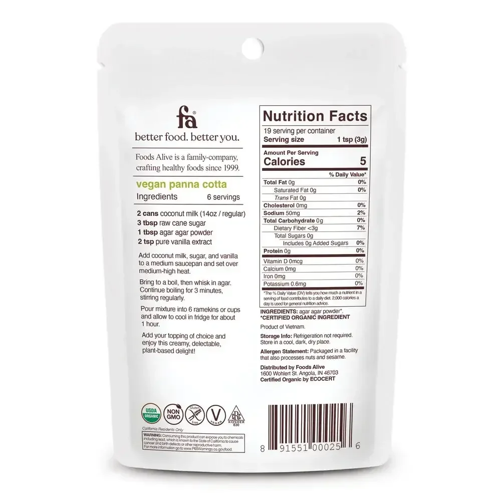 Product image for Agar Powder Organic.