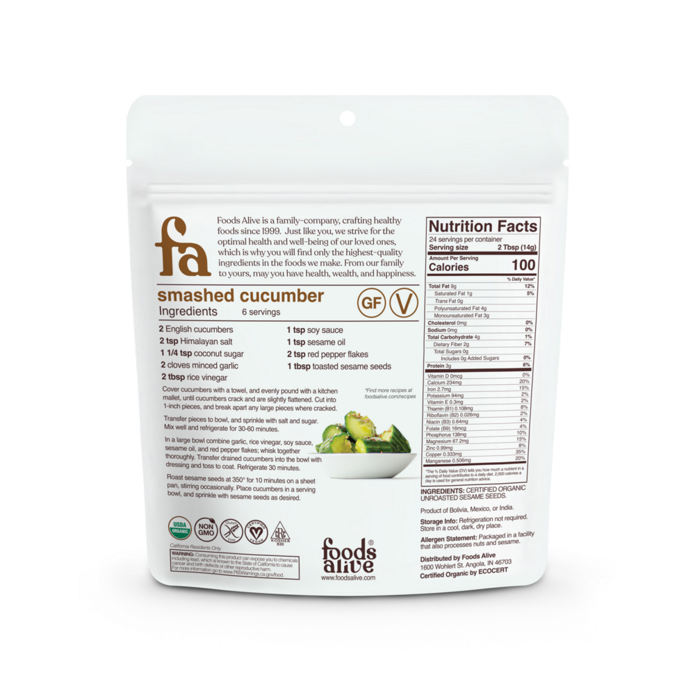 Product image for Organic Natural Sesame Seeds.