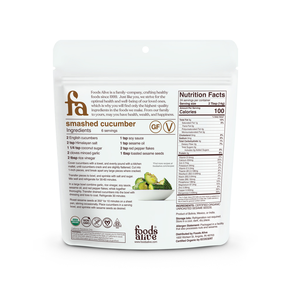 Product image for Organic Natural Sesame Seeds.