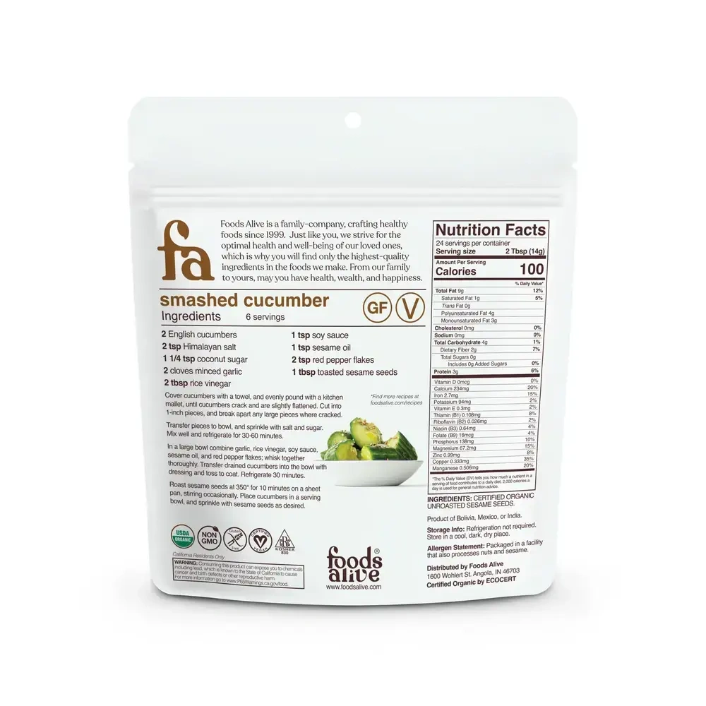 Product image for Organic Natural Sesame Seeds.