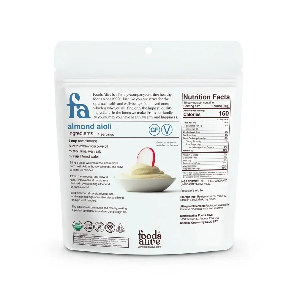 Product image for Organic Whole Almonds.