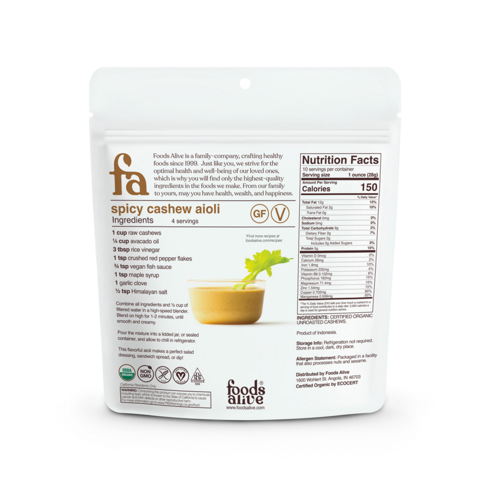 Product image for Organic Cashews.