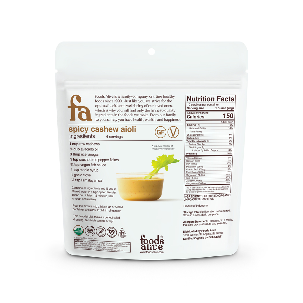 Product image for Organic Cashews.