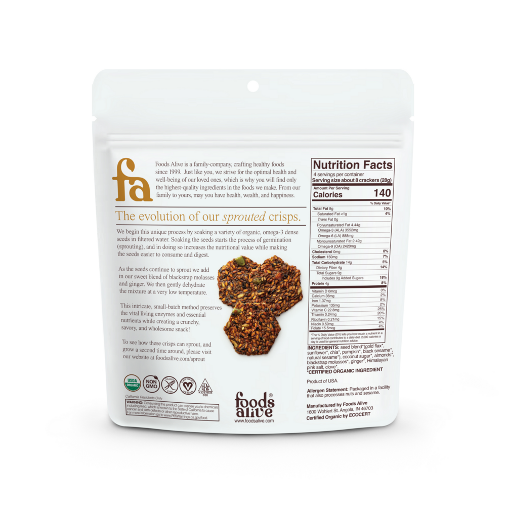 Product image for Ginger Snap Sprouted Crisps Organic.