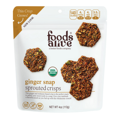 Ginger Snap Sprouted Crisps Organic 113 Grams