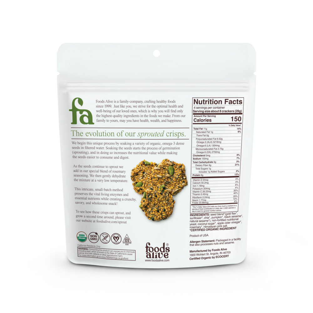 Product image for Rosemary Sprouted Crisps Organic.