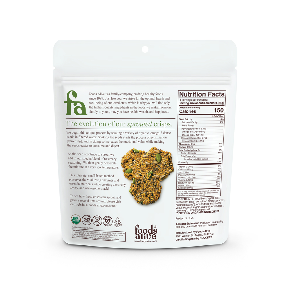 Product image for Rosemary Sprouted Crisps Organic.