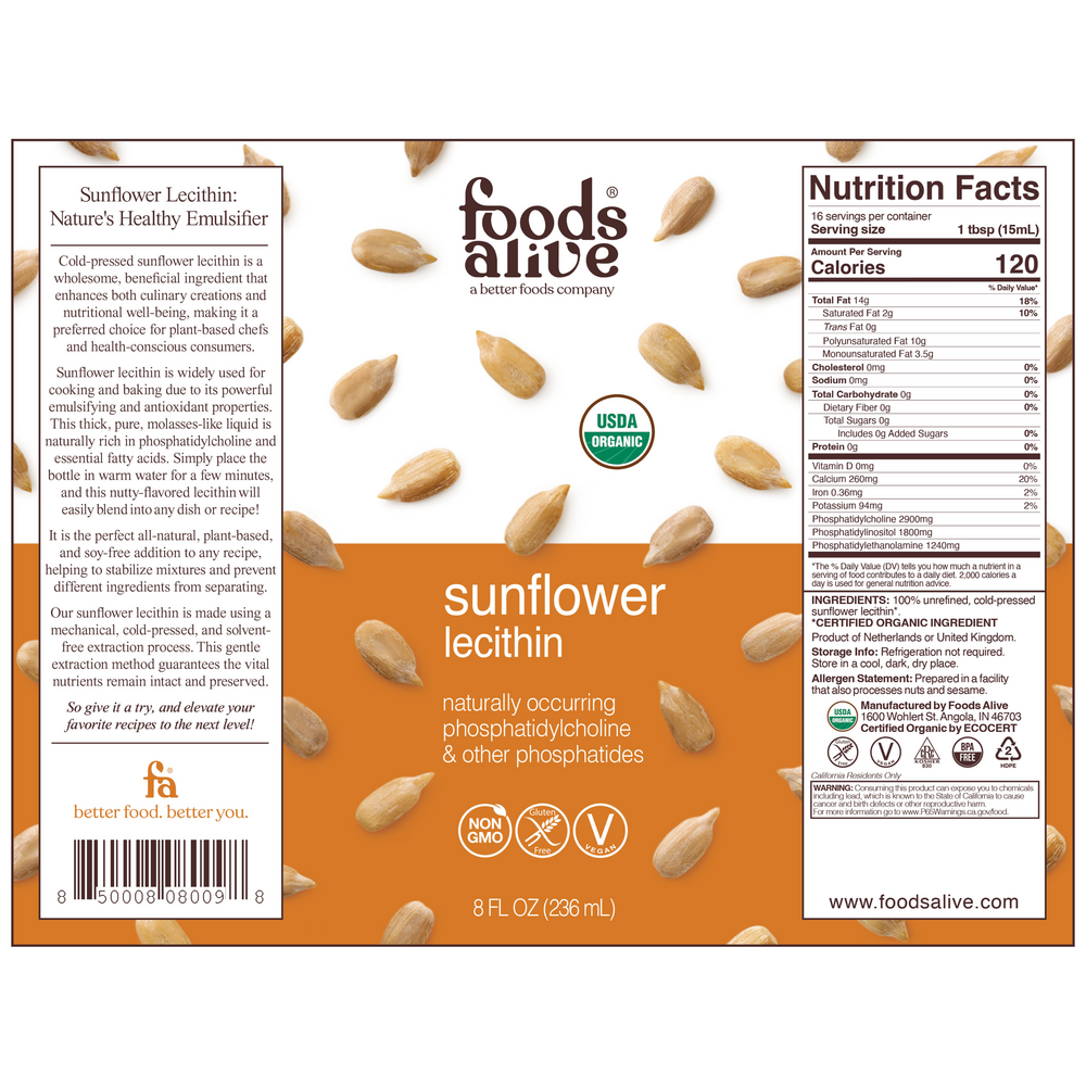 Product image for Organic Sunflower Lecithin Liquid.