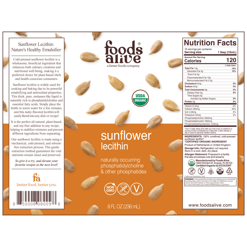 Product image for Organic Sunflower Lecithin Liquid.