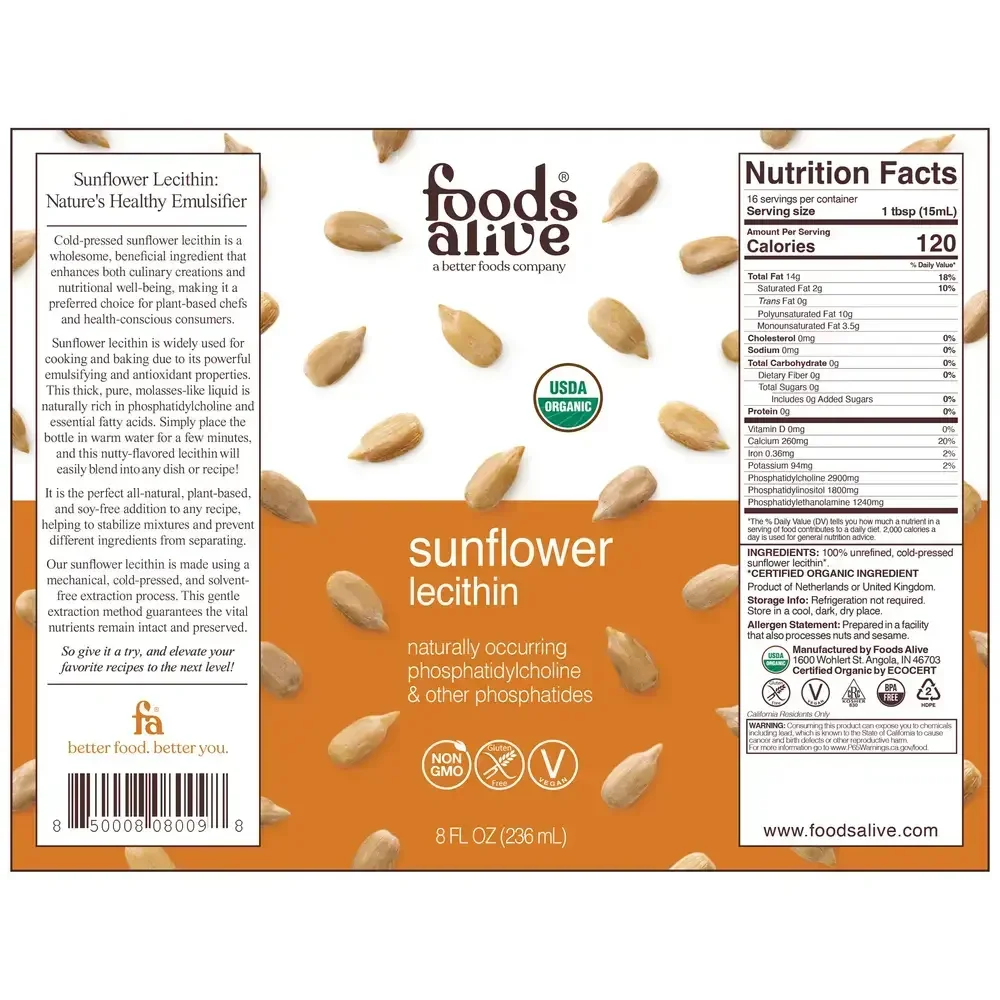 Product image for Organic Sunflower Lecithin Liquid.