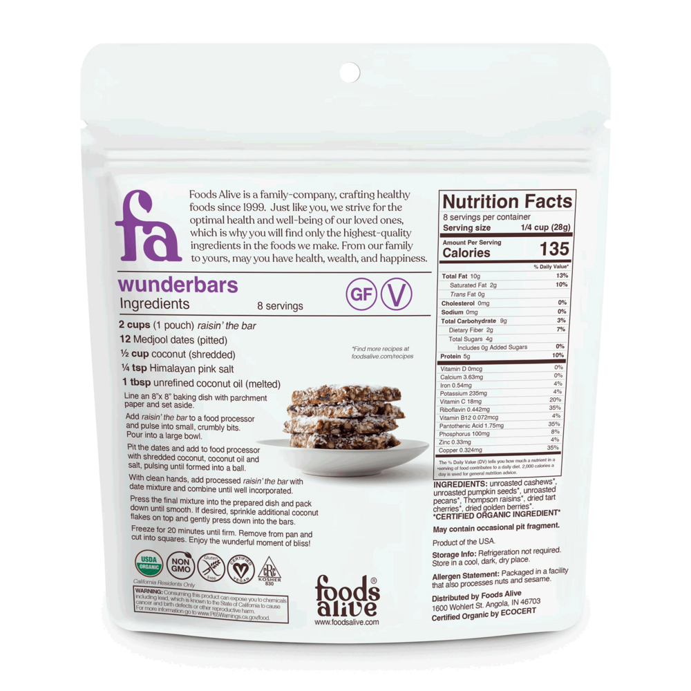 Product image for Raisin’ the bar trail mix Organic pouch.