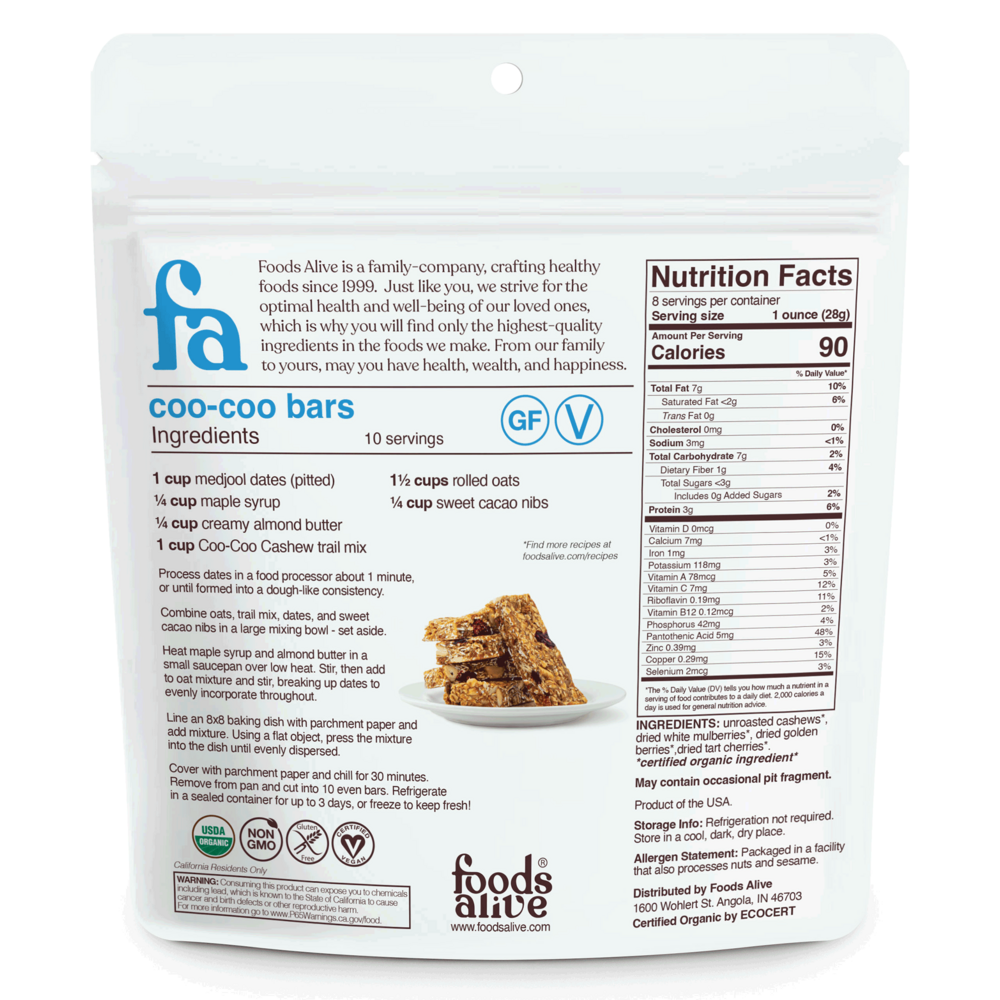 Product image for Organic Coo, Coo, Cashew Trail Mix.