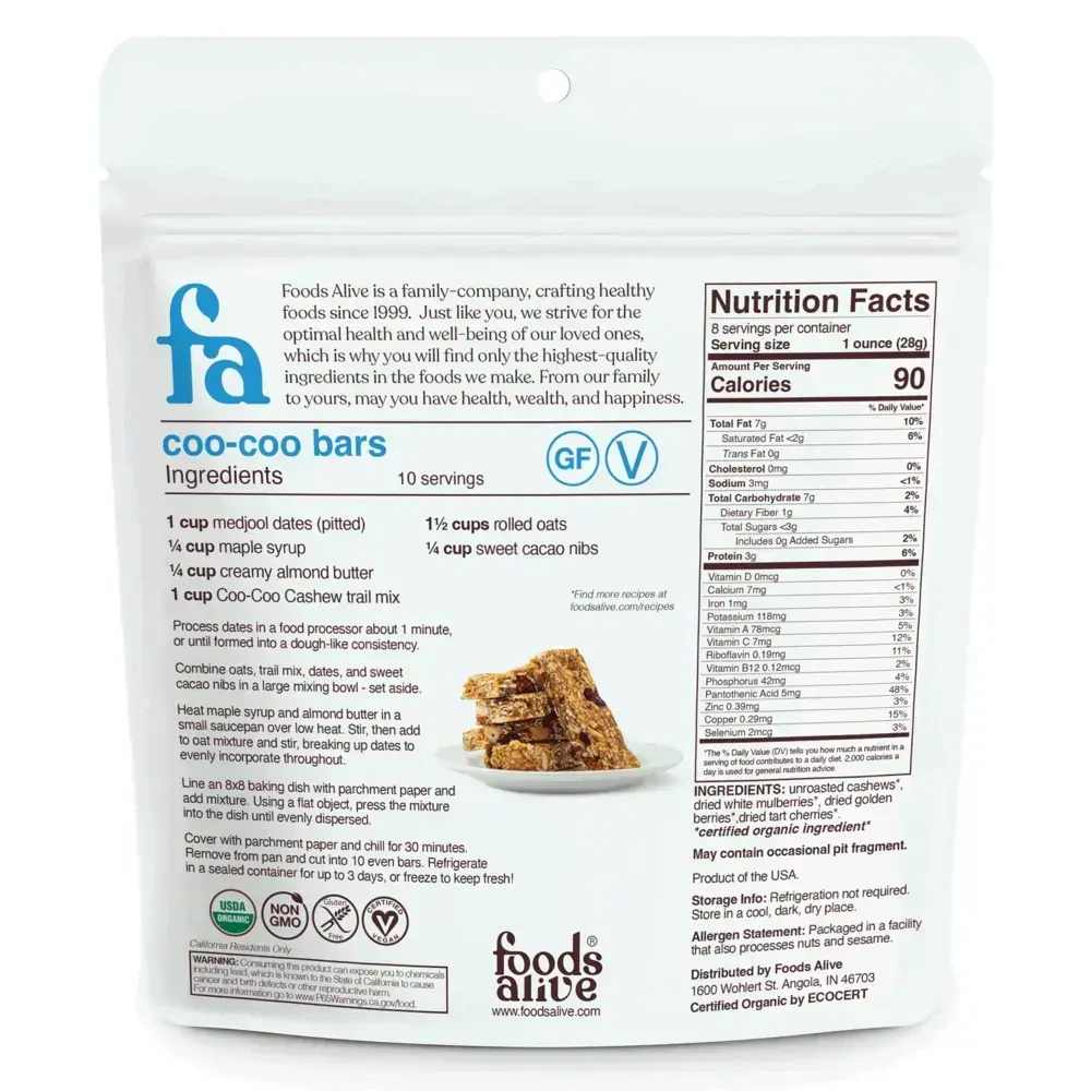 Product image for Organic Coo, Coo, Cashew Trail Mix.