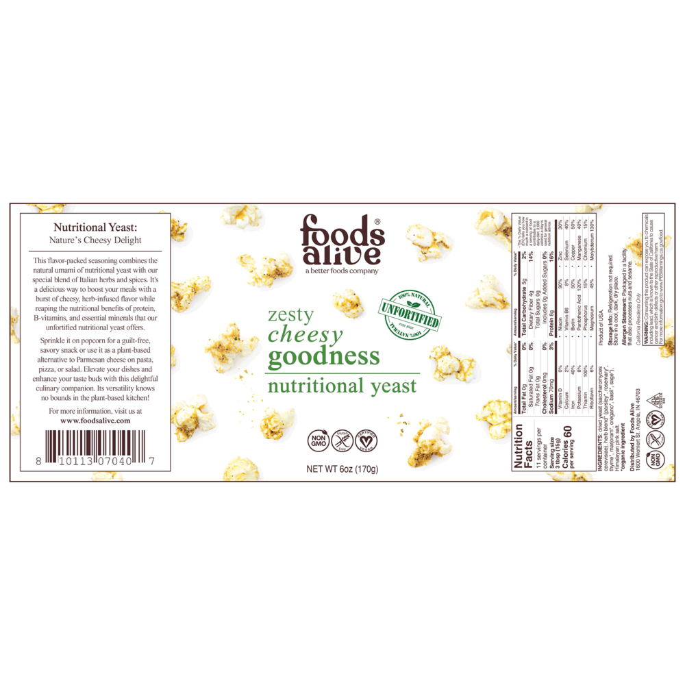 Product image for Zesty nutritional yeast blend shaker jar.