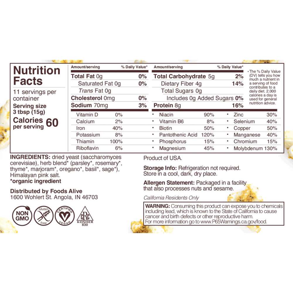 Product image for Zesty nutritional yeast blend shaker jar.