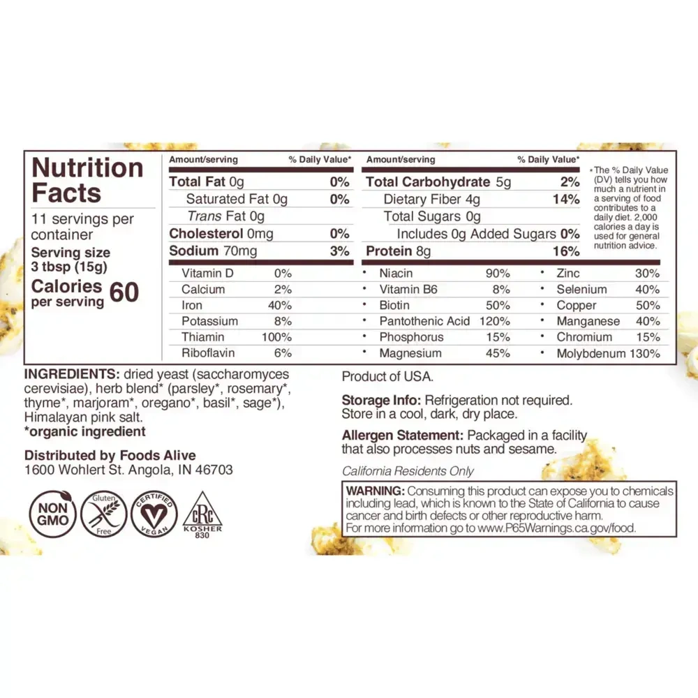 Product image for Zesty nutritional yeast blend shaker jar.
