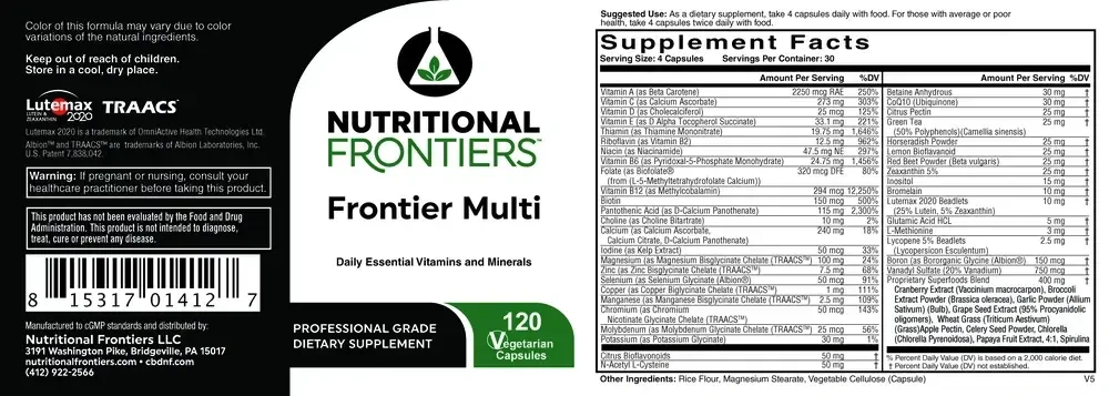 Product image for Frontier Multivitamin.