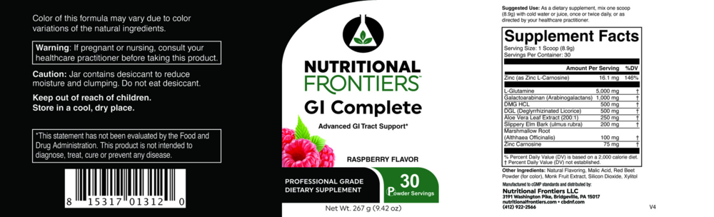 Product image for GI Complete Powder, Raspberry.