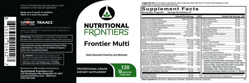 Product image for Frontier Multivitamin (California Only).