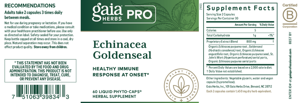 Product image for Echinacea Goldenseal.
