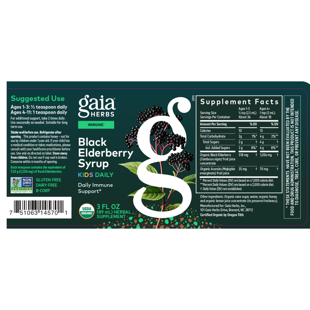 Product image for Kids Black Elderberry Syrup.