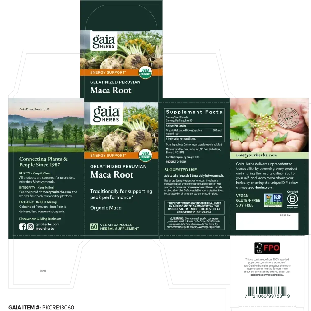 Product image for Maca Root (Organic) 500mg Capsules.