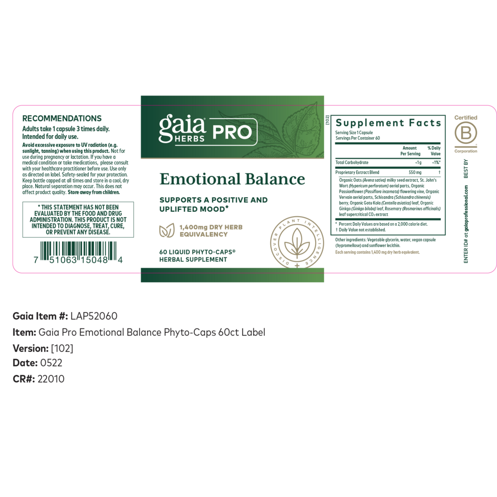 Product image for Emotional Balance Liquid Phyto-Caps.