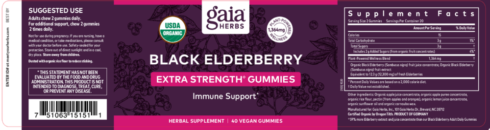 Product image for Black Elderberry Extra Strength Gummies.