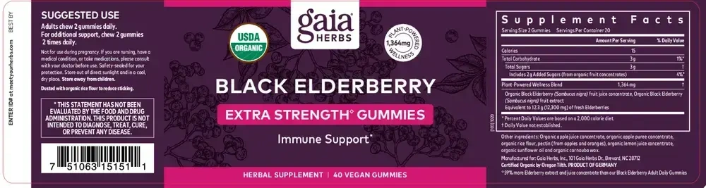Product image for Black Elderberry Extra Strength Gummies.