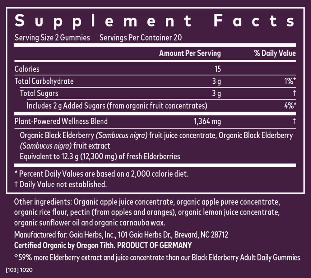 Product image for Black Elderberry Extra Strength Gummies.