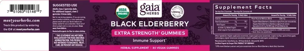 Product image for Black Elderberry Extra Strength Gummies.