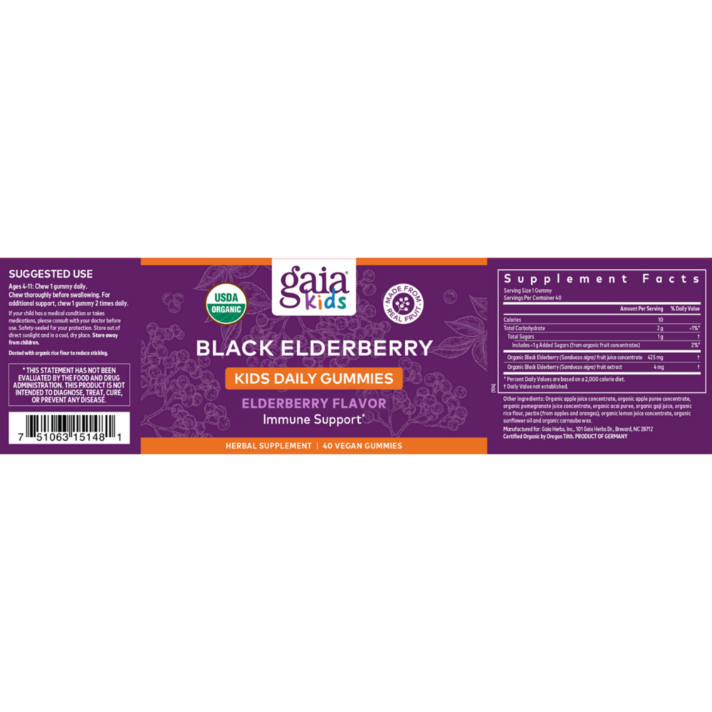 Product image for GaiaKids Everyday Elderberry Gummies.