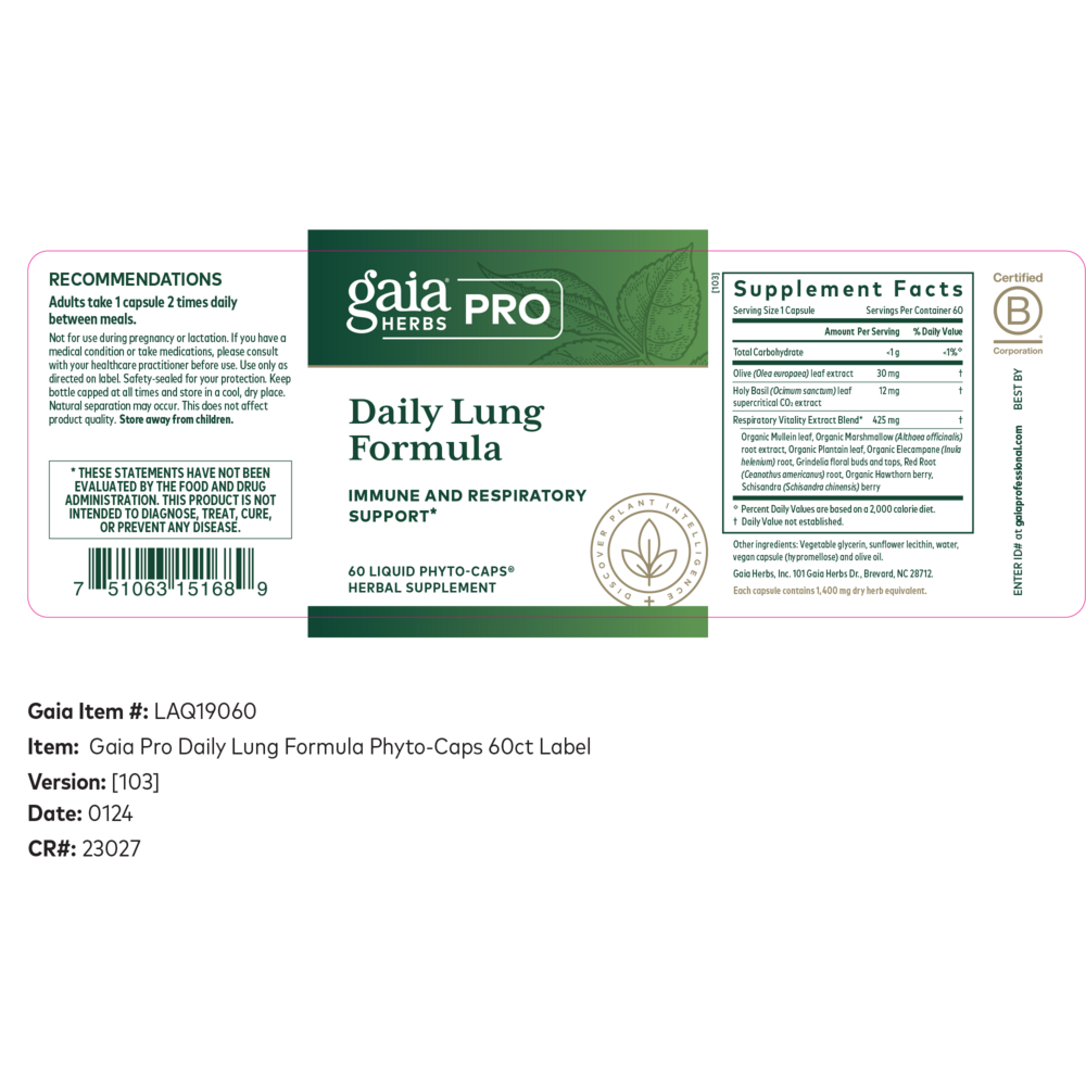 Product image for Daily Lung Formula.
