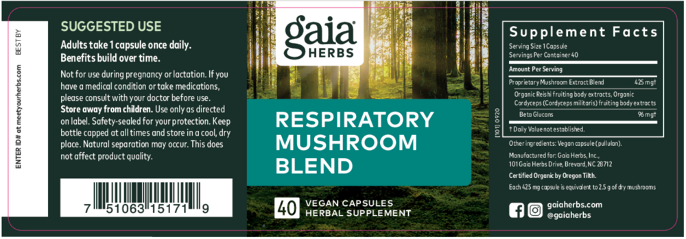 Product image for Respiratory Mushroom Blend Capsules.