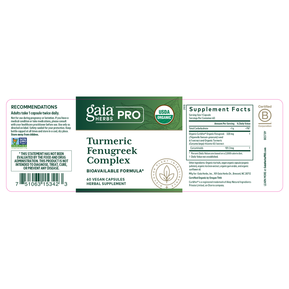 Product image for Turmeric Fenugreek Complex.