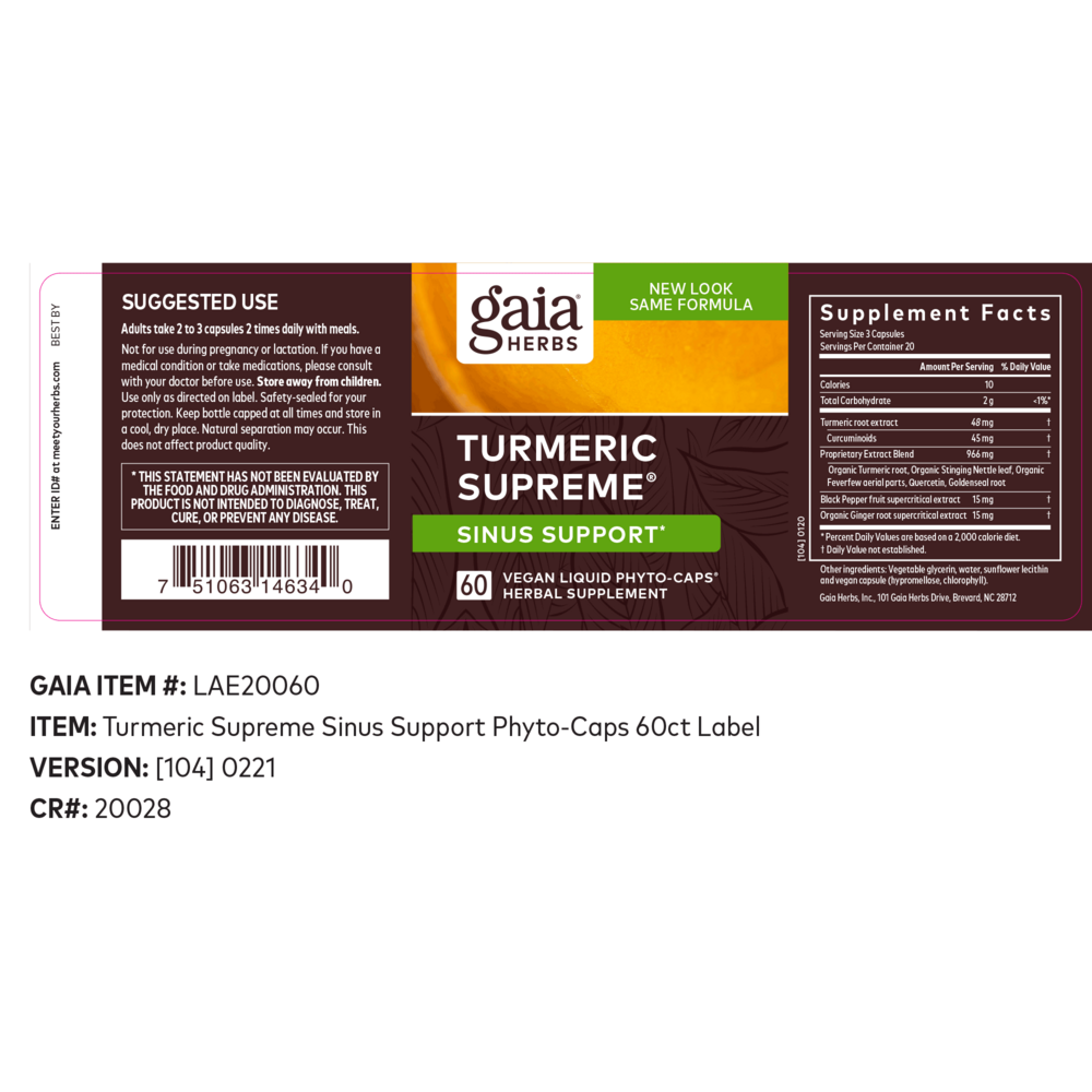 Product image for Turmeric Supreme® Sinus Support.