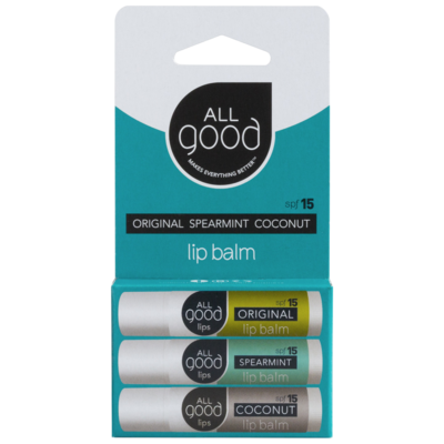 3 Pack Lip Balm, SPF 15, Original, Spearmint, Coconut Flavors 3 Count