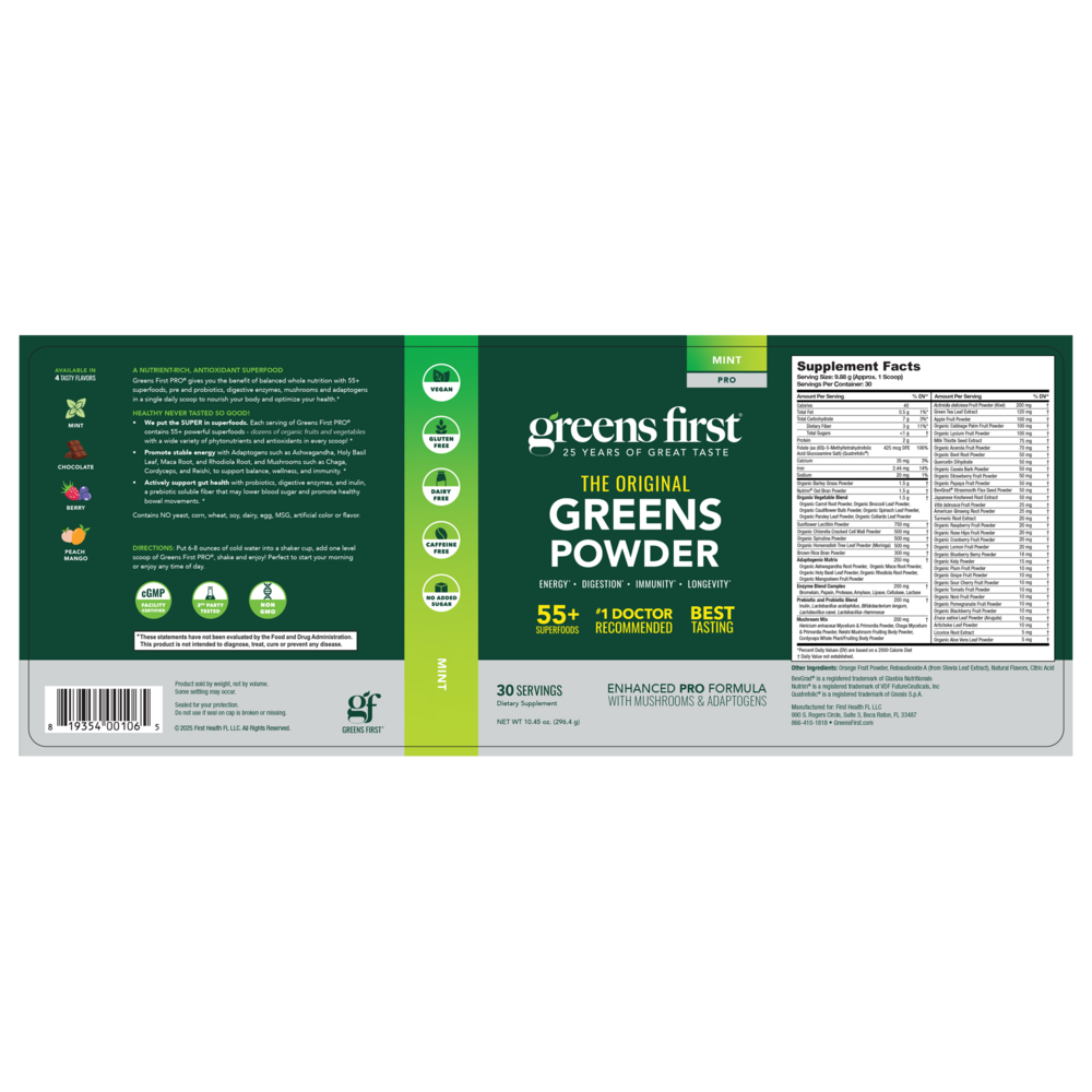 Product image for Greens First PRO Mint 30 serv.