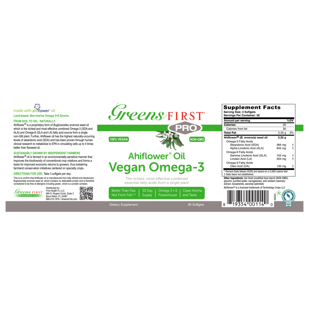 Product image for Greens First PRO Ahiflower Oil 90sg.