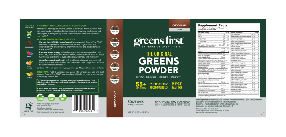 Product image for Greens First PRO (Chocolate) 400g California Only.