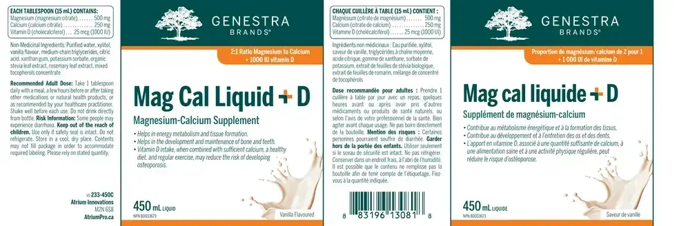 Product image for Mag Cal Liquid + D, Vanilla Flavored.