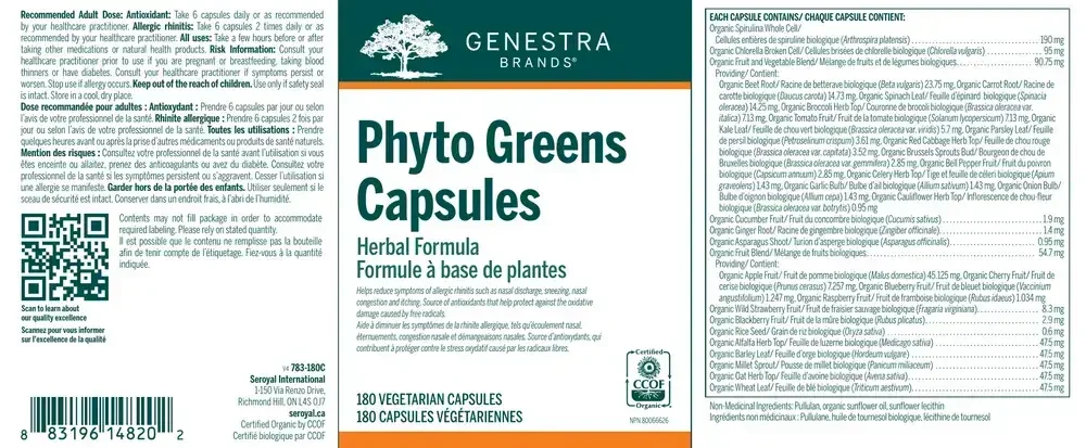 Product image for Phyto Greens Capsules.