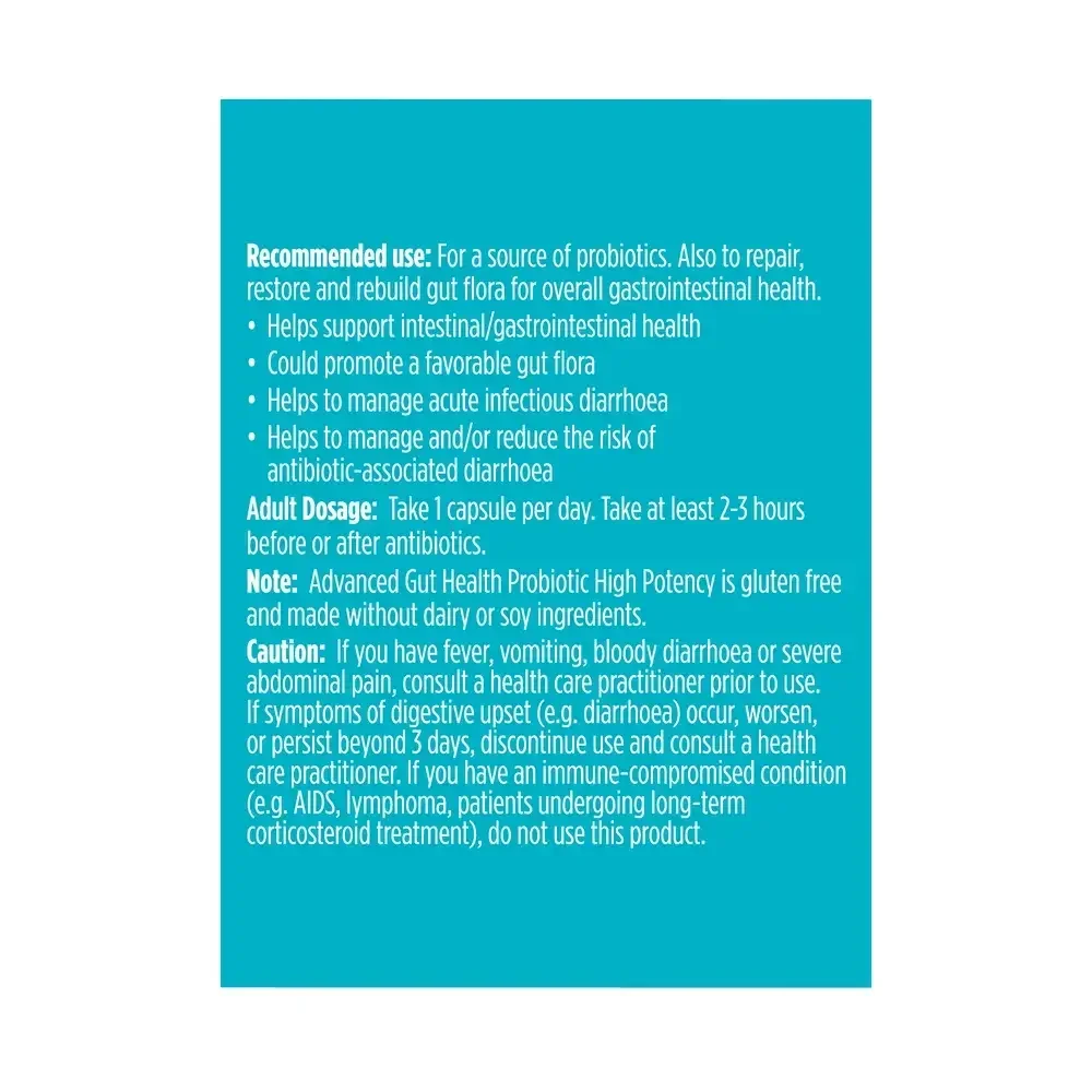 Product image for Advanced Gut Health Probiotic 100 billion CFU.
